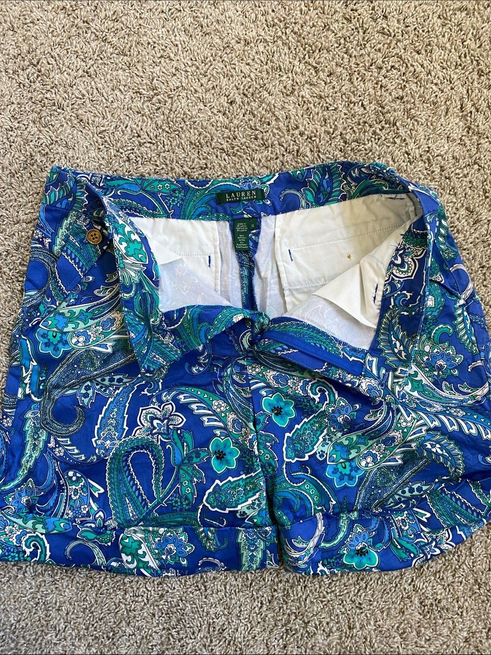 Ralph Lauren Blue Paisley Bermuda Shorts - Picture 4 of 9